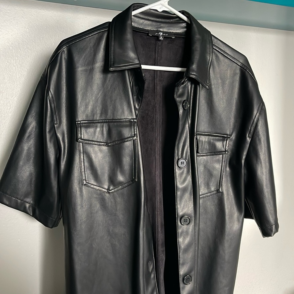 7 For All Mankind Oversized Leather Button Up Shirt